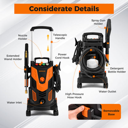 2300 PSI 1.8 GPM Electric High Pressure Power Washer, Orange Pressure Washers at Gallery Canada