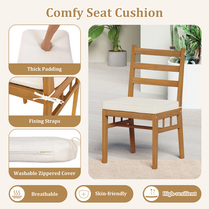 Outdoor Wooden Dining Chair Set of 4 with Padded Seat Cushions, White Patio Dining Chairs at Gallery Canada