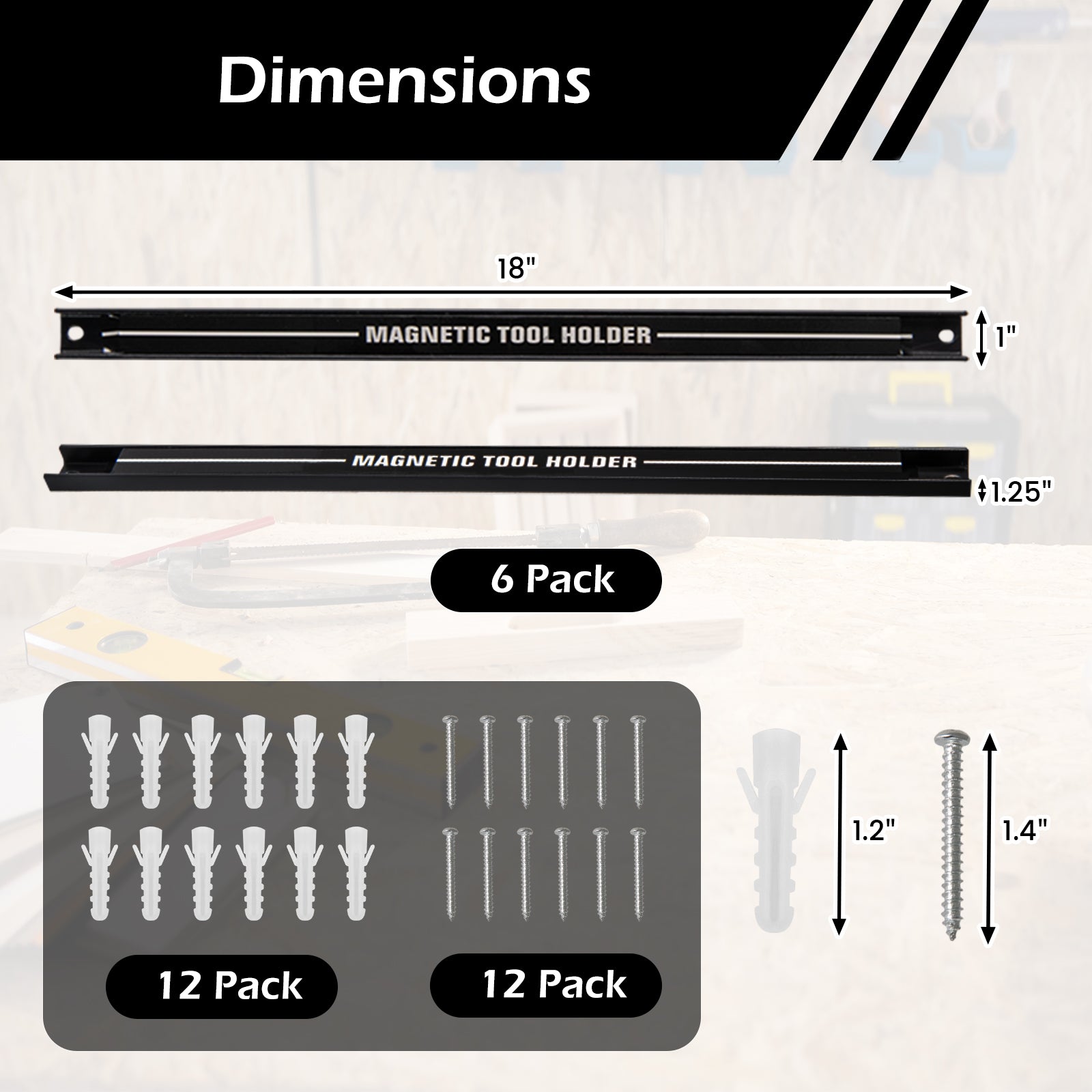 18 Inch Magnetic Tool Holder Strip, Black Garages at Gallery Canada