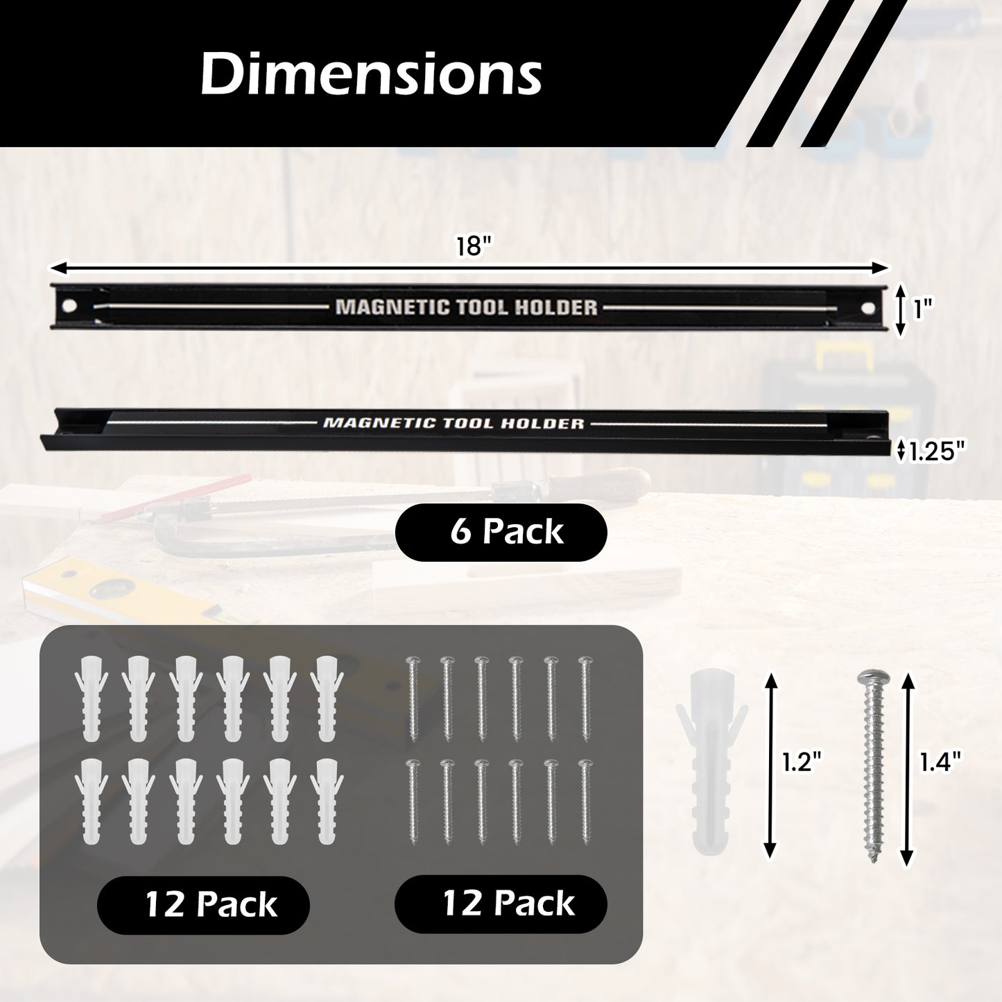 18 Inch Magnetic Tool Holder Strip, Black Garages at Gallery Canada