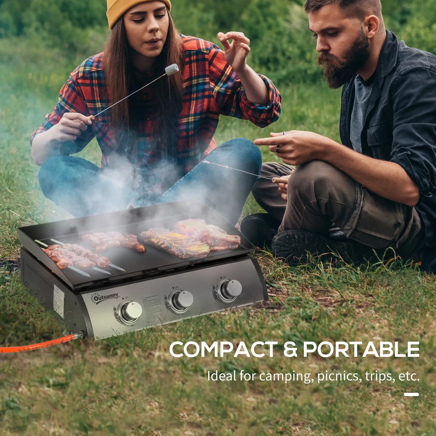 3 Burner Portable Tabletop BBQ Grill, Silver Propane Gas Grills at Gallery Canada