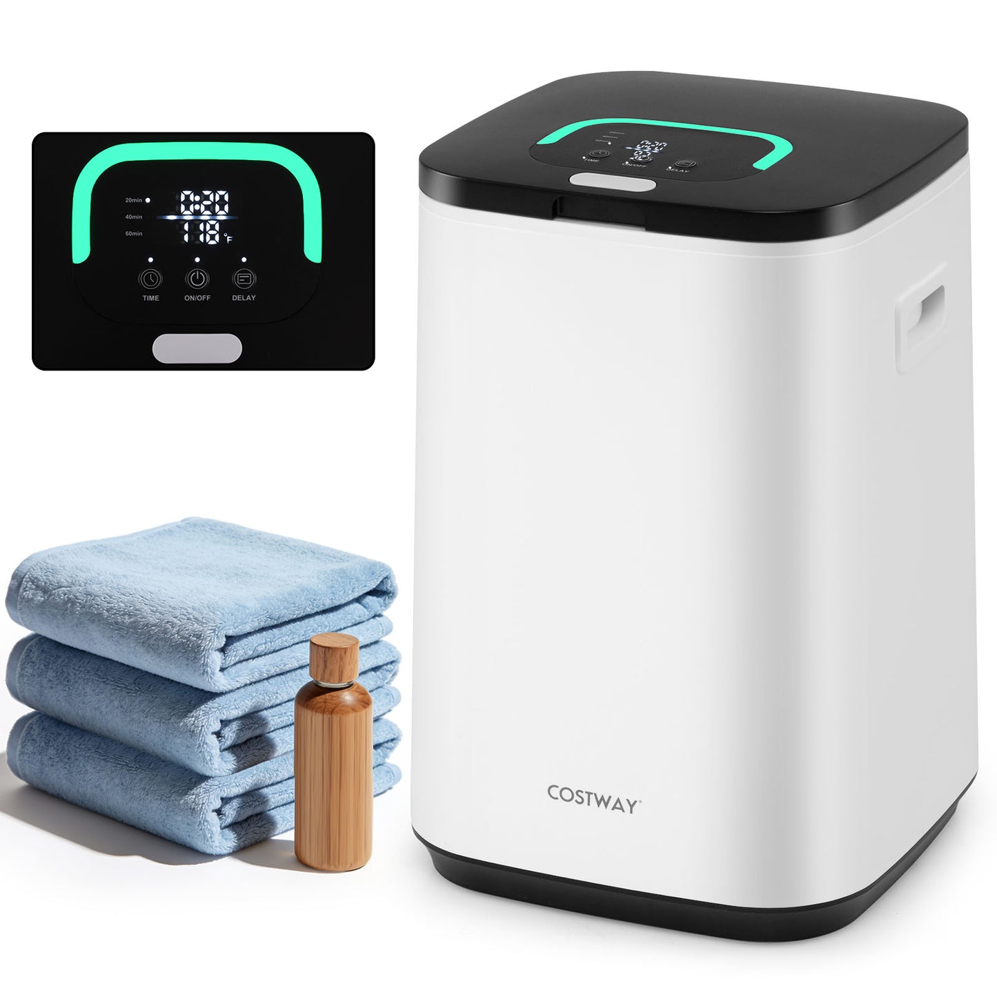 23L Large Hot Towel Heater with Rapid Heating and Adjustable Timer-WH, White Dryers at Gallery Canada