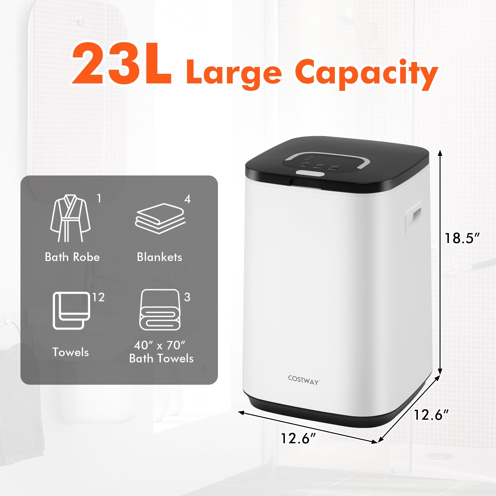 23L Large Hot Towel Heater with Rapid Heating and Adjustable Timer-WH, White Dryers at Gallery Canada