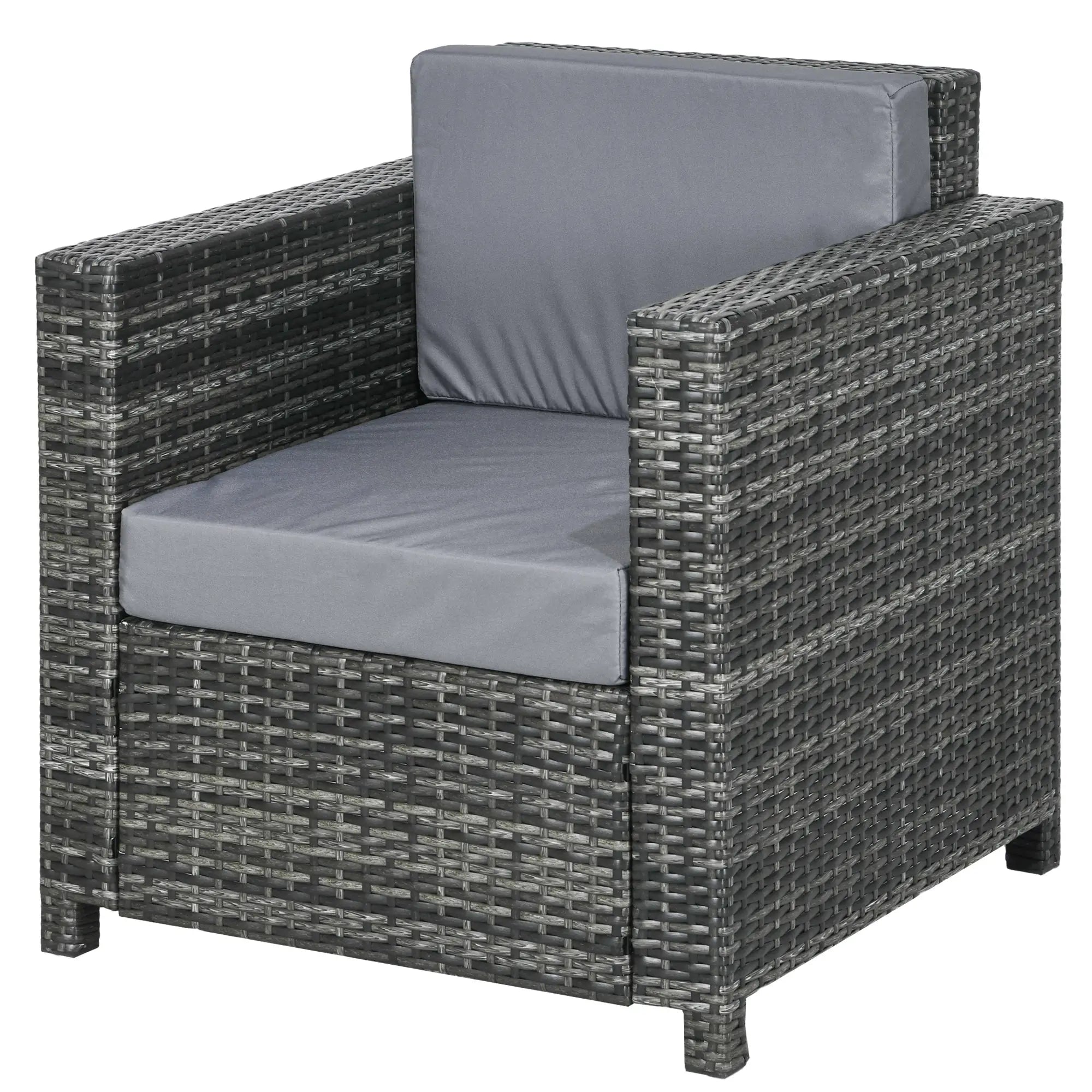 Outdoor Rattan Sofa, Patio Wicker Armchair with Cushions, Grey Patio Chairs Grey at Gallery Canada
