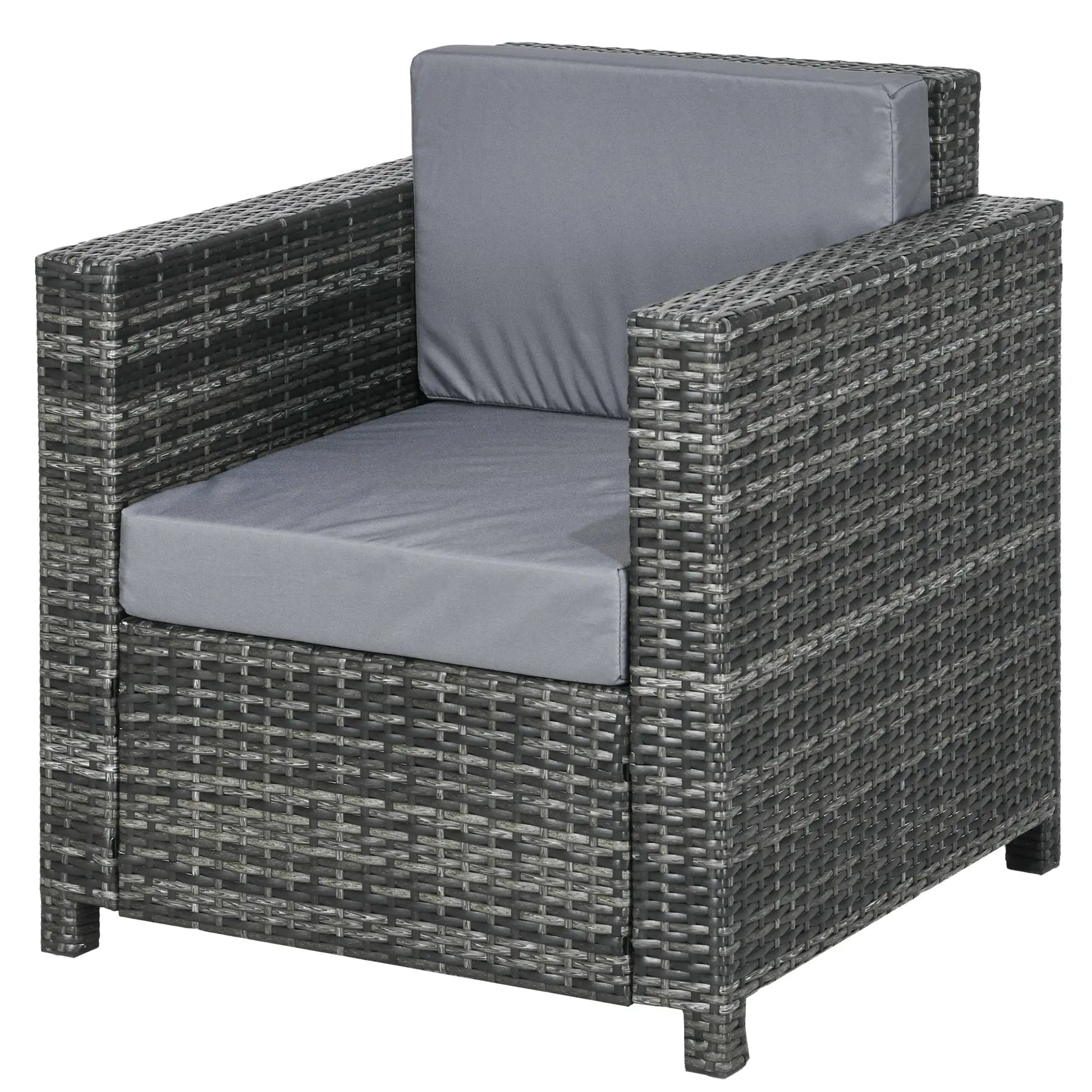 Outdoor Rattan Sofa, Patio Wicker Armchair with Cushions, Grey Patio Chairs Grey at Gallery Canada