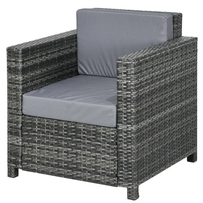 Outdoor Rattan Sofa, Patio Wicker Armchair with Cushions, Grey Patio Chairs Grey at Gallery Canada