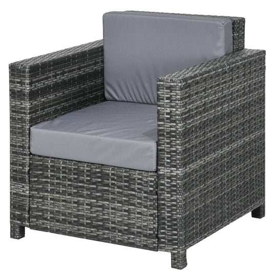 Outdoor Rattan Sofa, Patio Wicker Armchair with Cushions, Grey Patio Chairs Grey at Gallery Canada