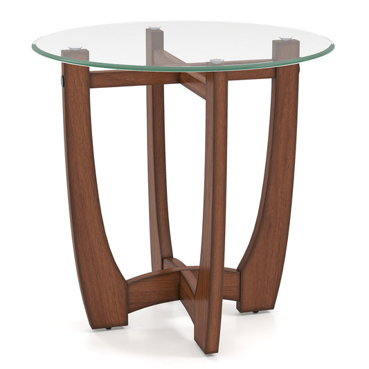 23.5" Round End Table, Tempered Glass Top, Walnut End & Side Tables Walnut at Gallery Canada