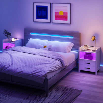 23.5 Inches Nightstand with Charging Station and Open Storage Shelf, White End & Side Tables at Gallery Canada