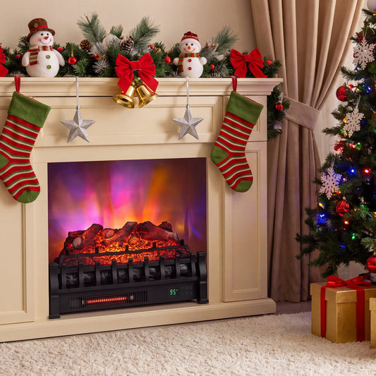 23" WiFi Fireplace Insert Lemonwood, Black