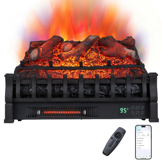 23" WiFi Fireplace Insert Lemonwood, Black