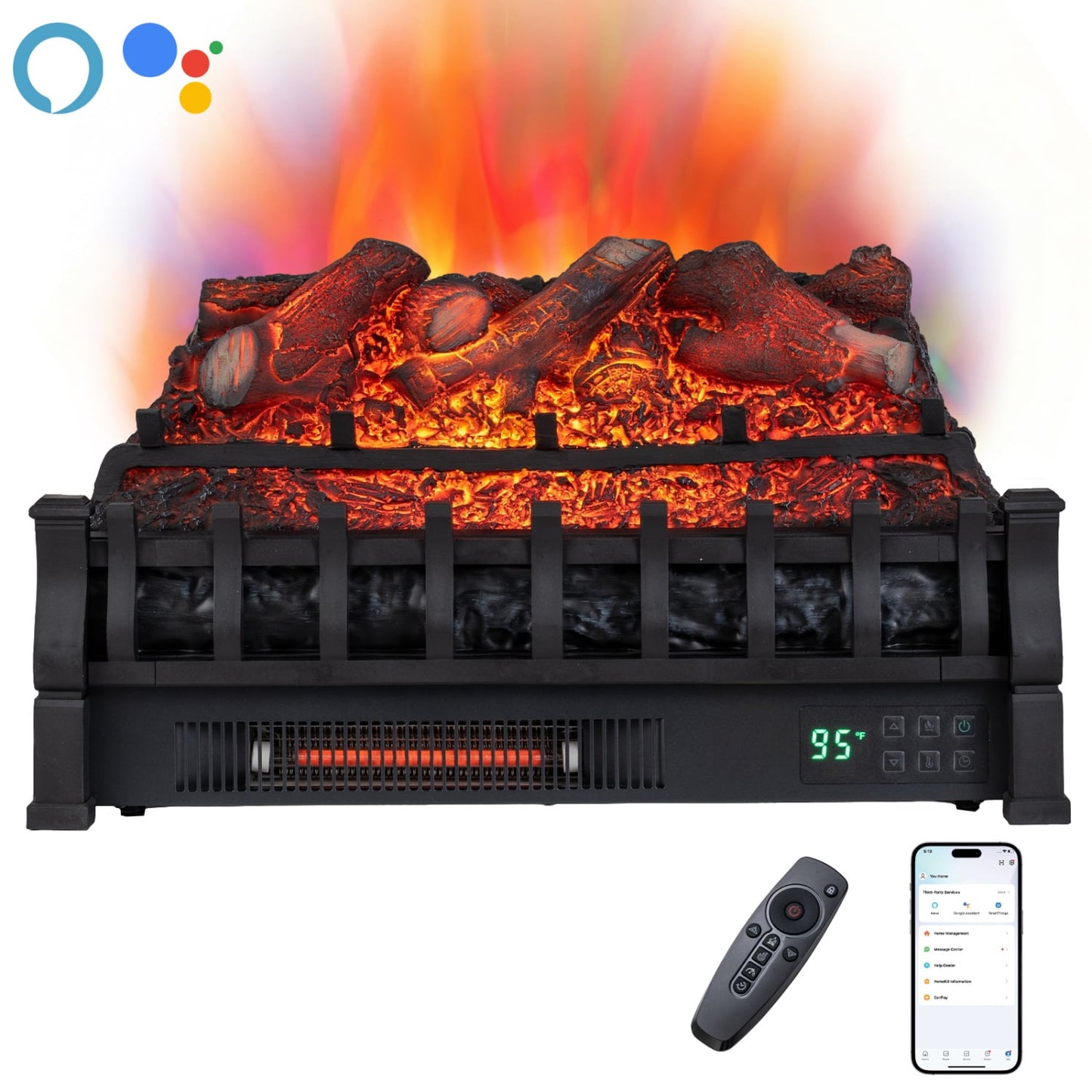23" WiFi Fireplace Insert Lemonwood, Black
