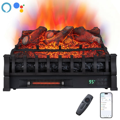 23" WiFi Fireplace Insert Lemonwood, Black