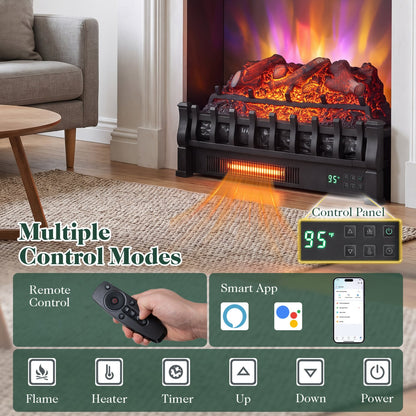 23" WiFi Fireplace Insert Lemonwood, Black