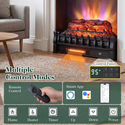 23" WiFi Fireplace Insert, Pinewood, Black