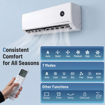 24000 BTU 18.1 SEER2 208/230V Mini Split AC, White Mini Split Air Conditioners at Gallery Canada