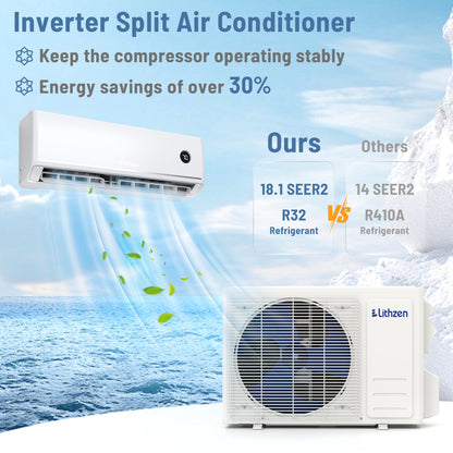 24000 BTU 18.1 SEER2 208/230V Mini Split AC, White Mini Split Air Conditioners at Gallery Canada