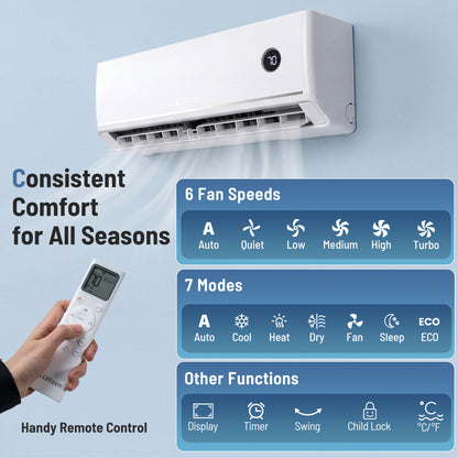 24000 BTU 18.1 SEER2 208/230V Mini Split AC, White Mini Split Air Conditioners at Gallery Canada