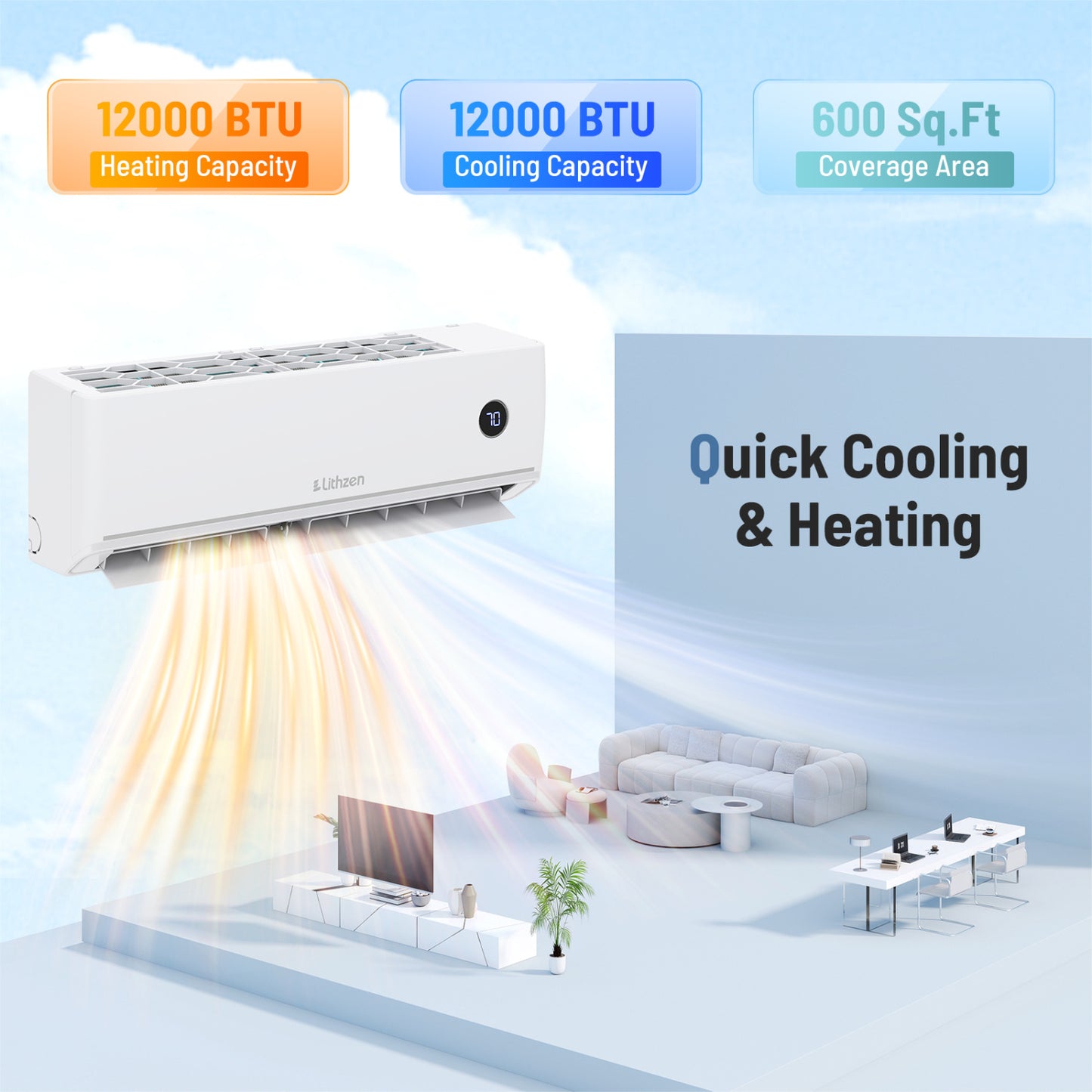 24000 BTU 18.1 SEER2 208/230V Mini Split AC, White Mini Split Air Conditioners at Gallery Canada