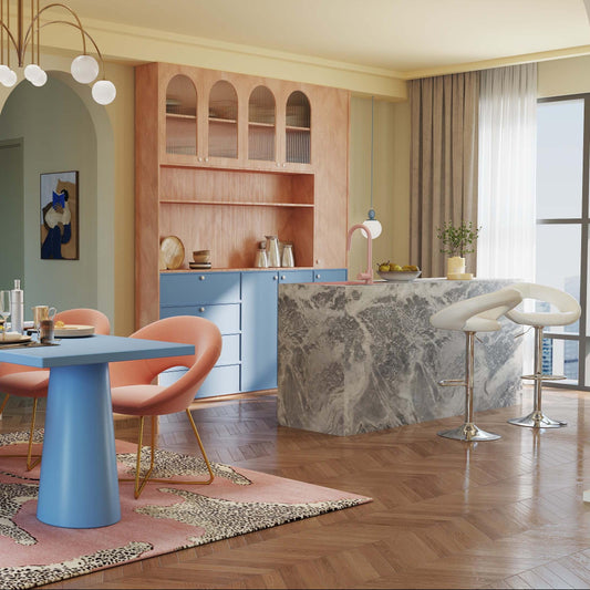 4-Piece Kitchen & Dining Bundle: Modern Velvet Accent Chair (Set of 2) + Height Adjustable Bar Stools (Set of 2) Kitchen & Dining Options at Gallery Canada