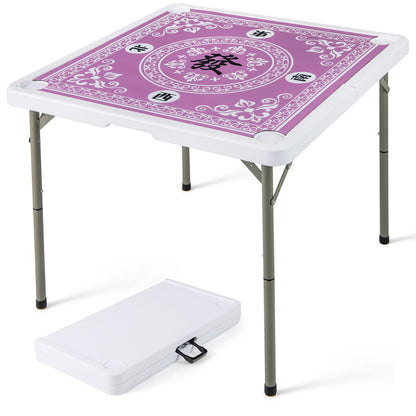 35 Inch 4 Player Folding Mahjong Table With Cup Holders, Pink Game Room at Gallery Canada