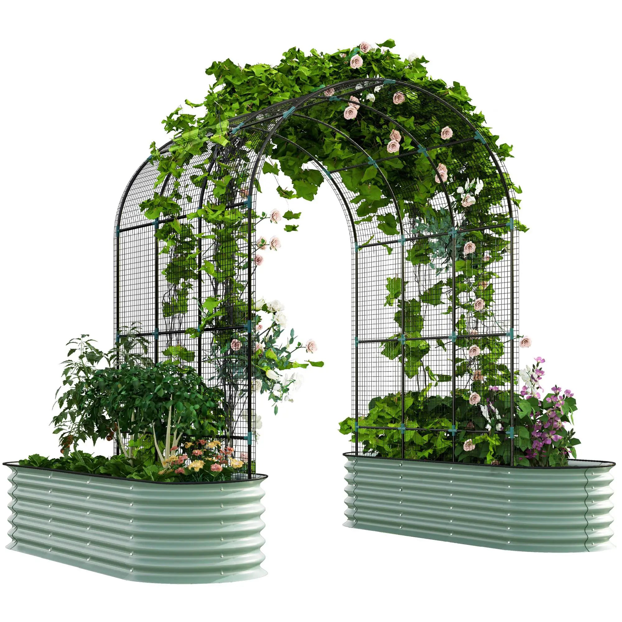 Galvanized Raised Garden Bed With Arch Trellis, Metal Planter Box Galvanized Planter Boxes at Gallery Canada