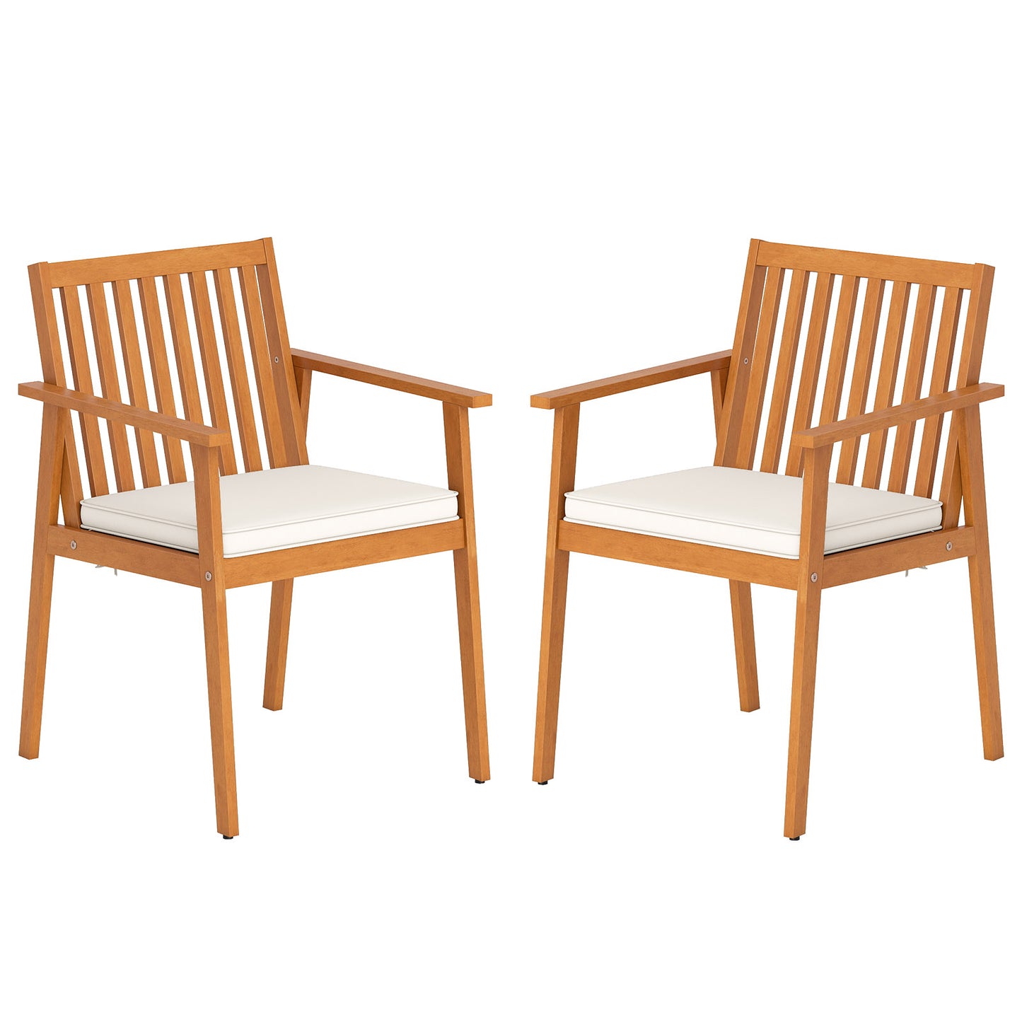 2 Pieces Patio Dining Chairs Outdoor Acacia Wood Chairs with Removable Padded Cushion, Natural Patio Dining Chairs at Gallery Canada