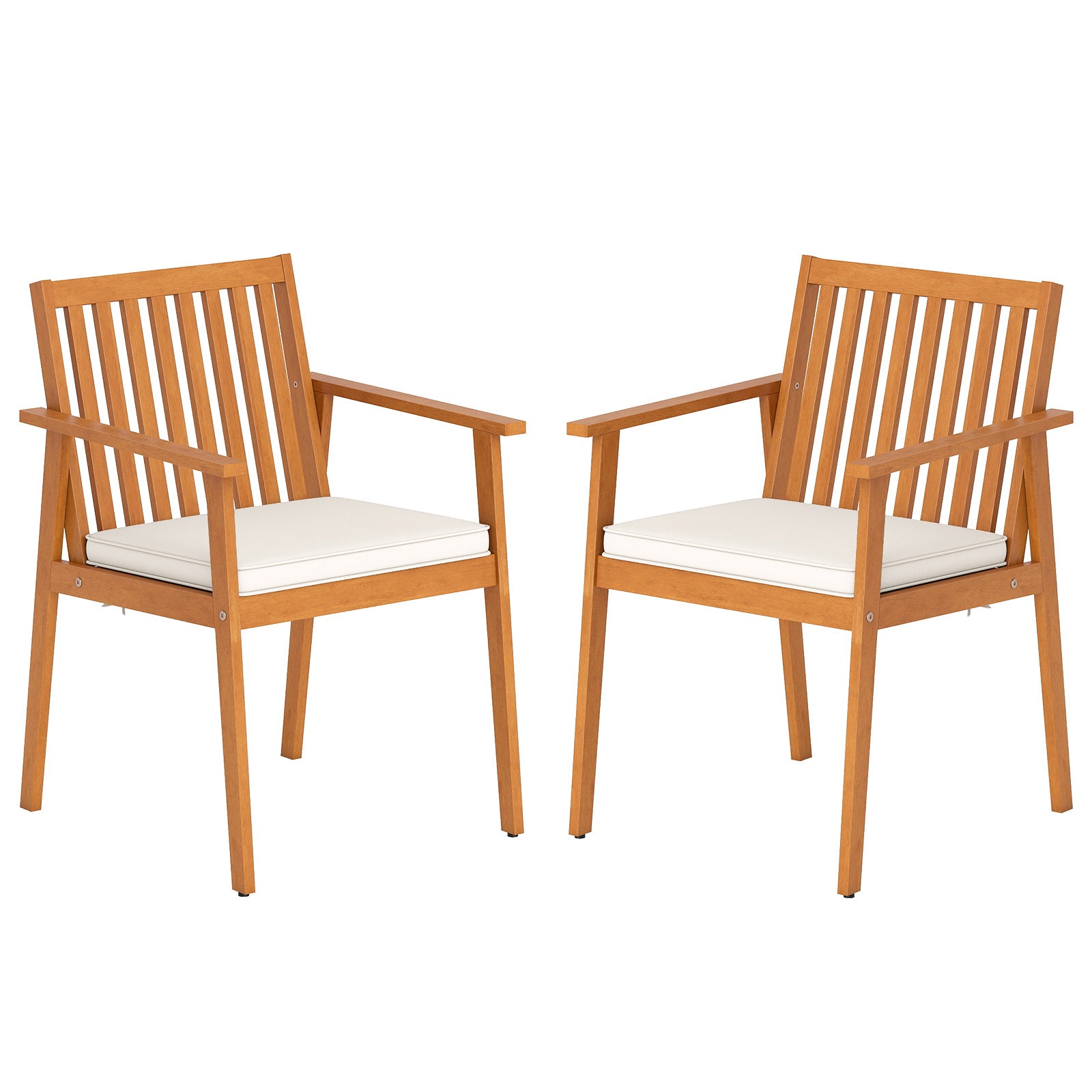 2 Pieces Patio Dining Chairs Outdoor Acacia Wood Chairs with Removable Padded Cushion, Natural Patio Dining Chairs at Gallery Canada