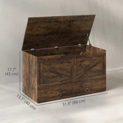 31.5 Inches Storage Chest, Wooden Box, Rustic Brown, Brown Storage Cabinets at Gallery Canada