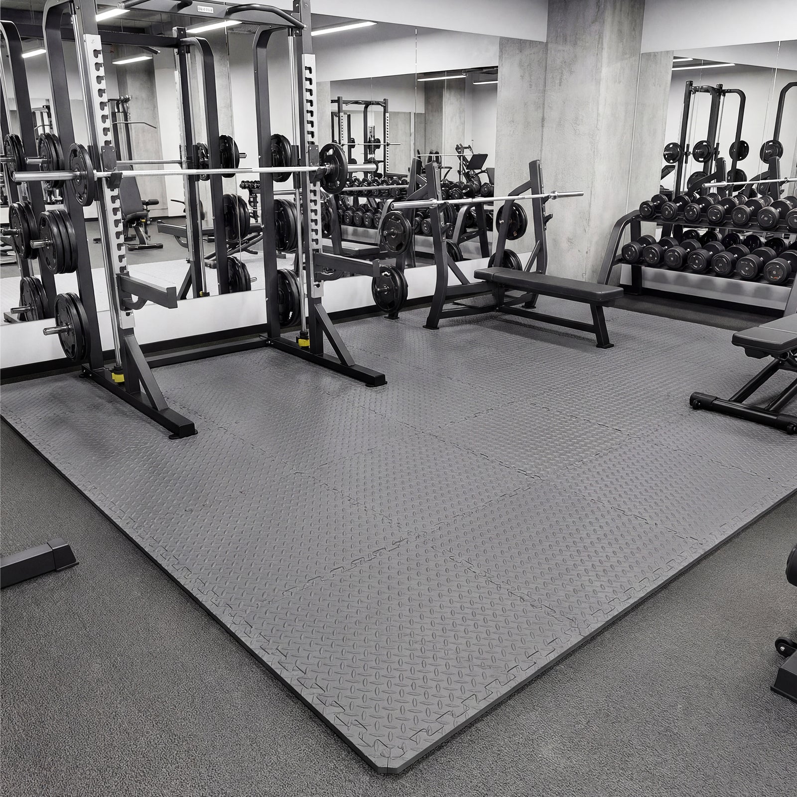 1/2 Inch Puzzle Exercise Floor Mats, 24 Tiles, Gray Yoga Accessories at Gallery Canada