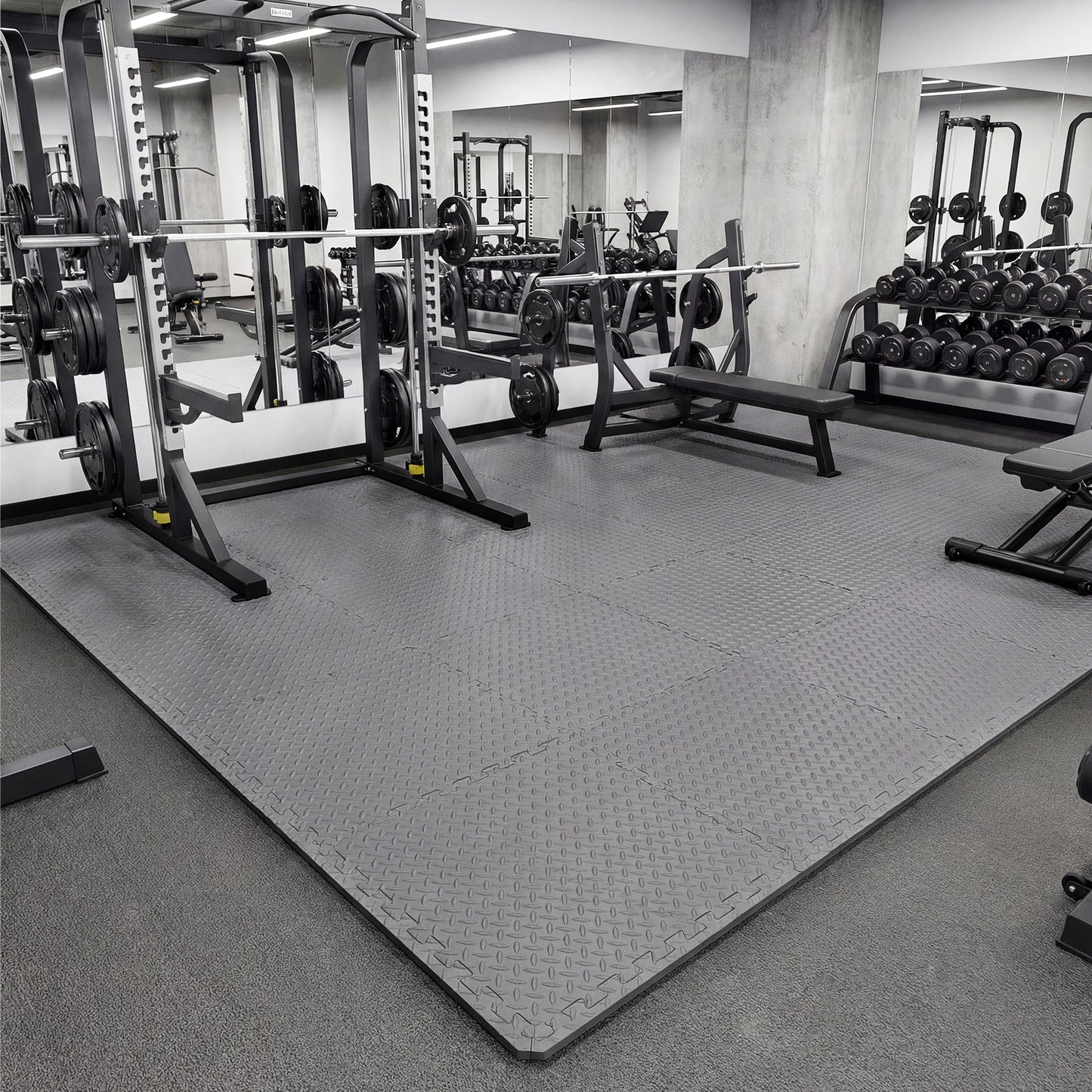 1/2 Inch Puzzle Exercise Floor Mats, 24 Tiles, Gray Yoga Accessories at Gallery Canada