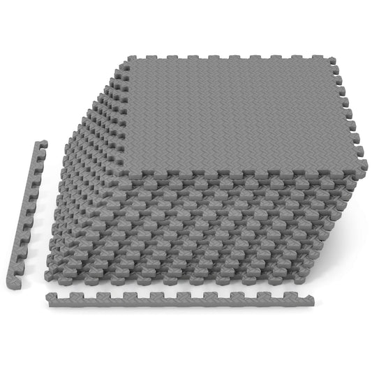 1/2 Inch Puzzle Exercise Floor Mats, 24 Tiles, Gray