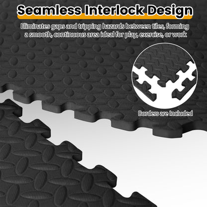 24 Tiles 1/2" Puzzle Exercise Mats, Black