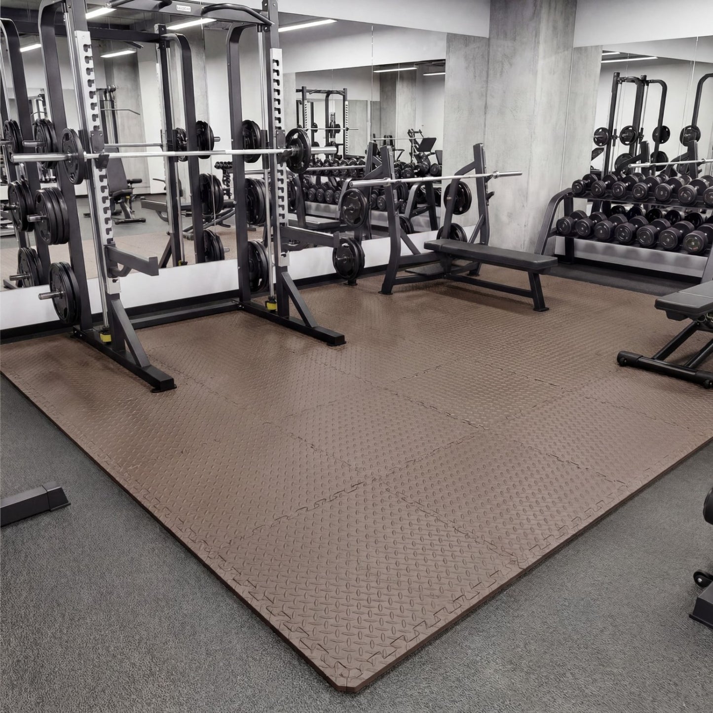 24 Tiles 1/2" Puzzle Exercise Mats, Brown