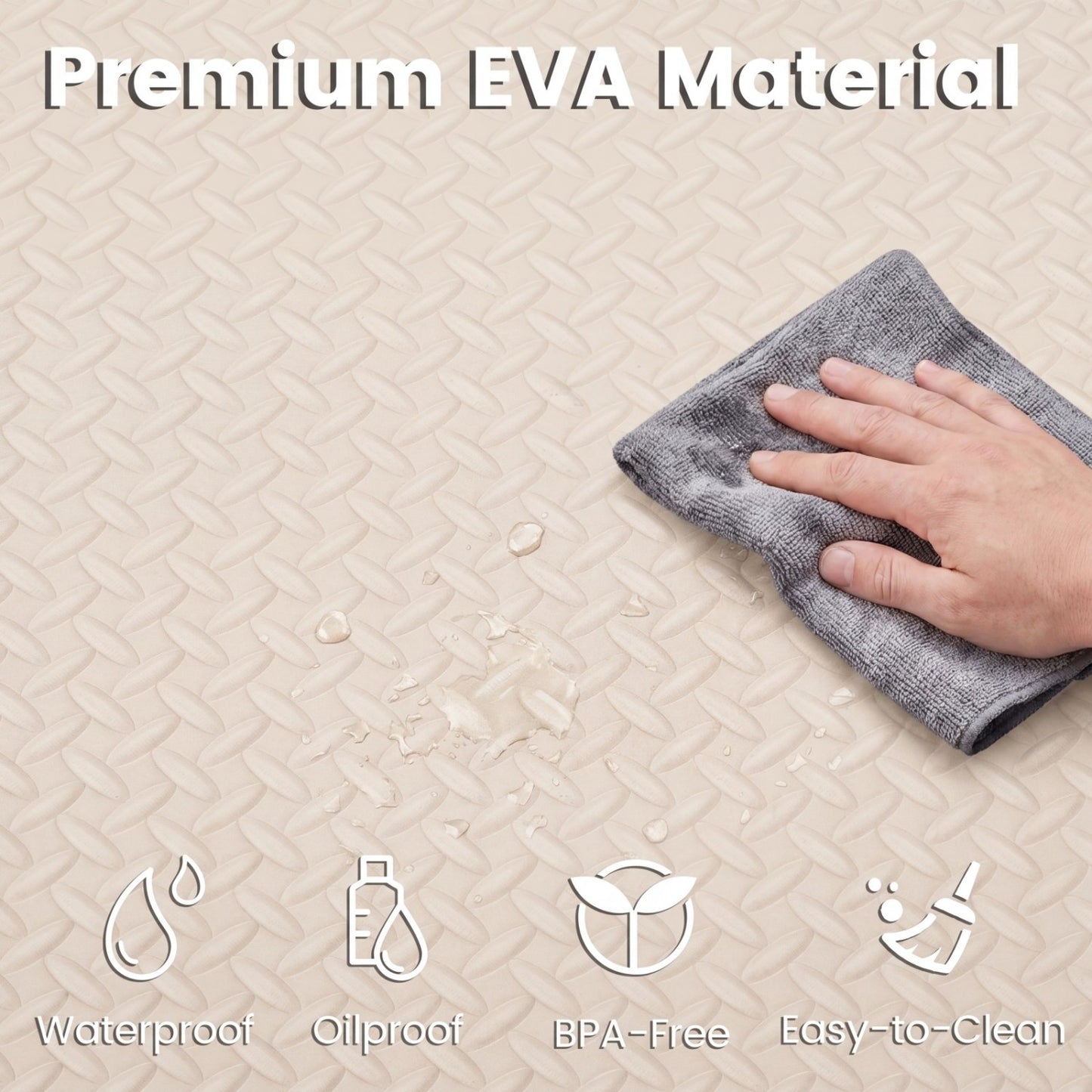24 Tiles 1/2" Puzzle Exercise Mats, Beige