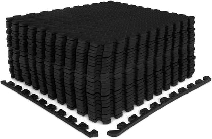 24 Tiles 1/2" Puzzle Exercise Mats, Black