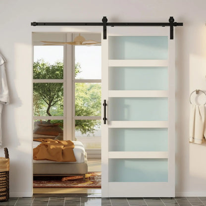 Sliding Barn Door 36x84 In, PVC, Hardware Kit, White