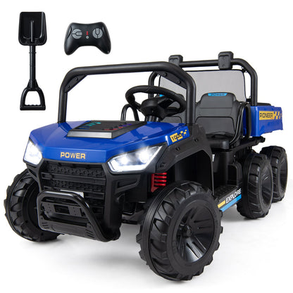 24V 2-Seater Kids Ride On Dump Truck, 4WD, Electric Dump Bed, Lights, Navy Powered Ride On Toys Navy at Gallery Canada