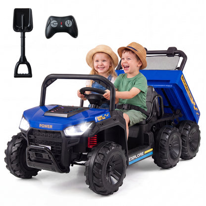 24V 2-Seater Kids Ride On Dump Truck, 4WD, Electric Dump Bed, Lights, Navy Powered Ride On Toys at Gallery Canada