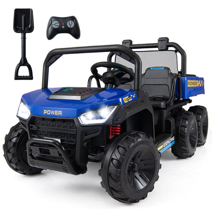 24V 2-Seater Kids Ride On Dump Truck, 4WD, Electric Dump Bed, Lights, Navy Powered Ride On Toys at Gallery Canada