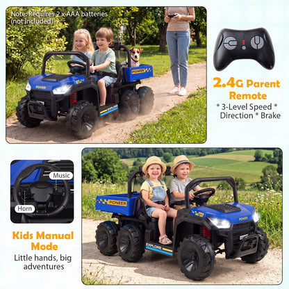 24V 2-Seater Kids Ride On Dump Truck, 4WD, Electric Dump Bed, Lights, Navy Powered Ride On Toys at Gallery Canada