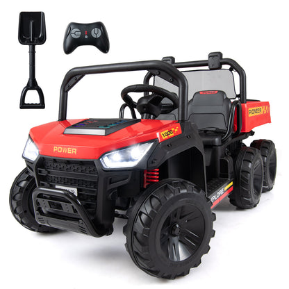 24V 2-Seater Kids Ride On Dump Truck, 4WD, Electric Dump Bed, Lights, Red Powered Ride On Toys at Gallery Canada
