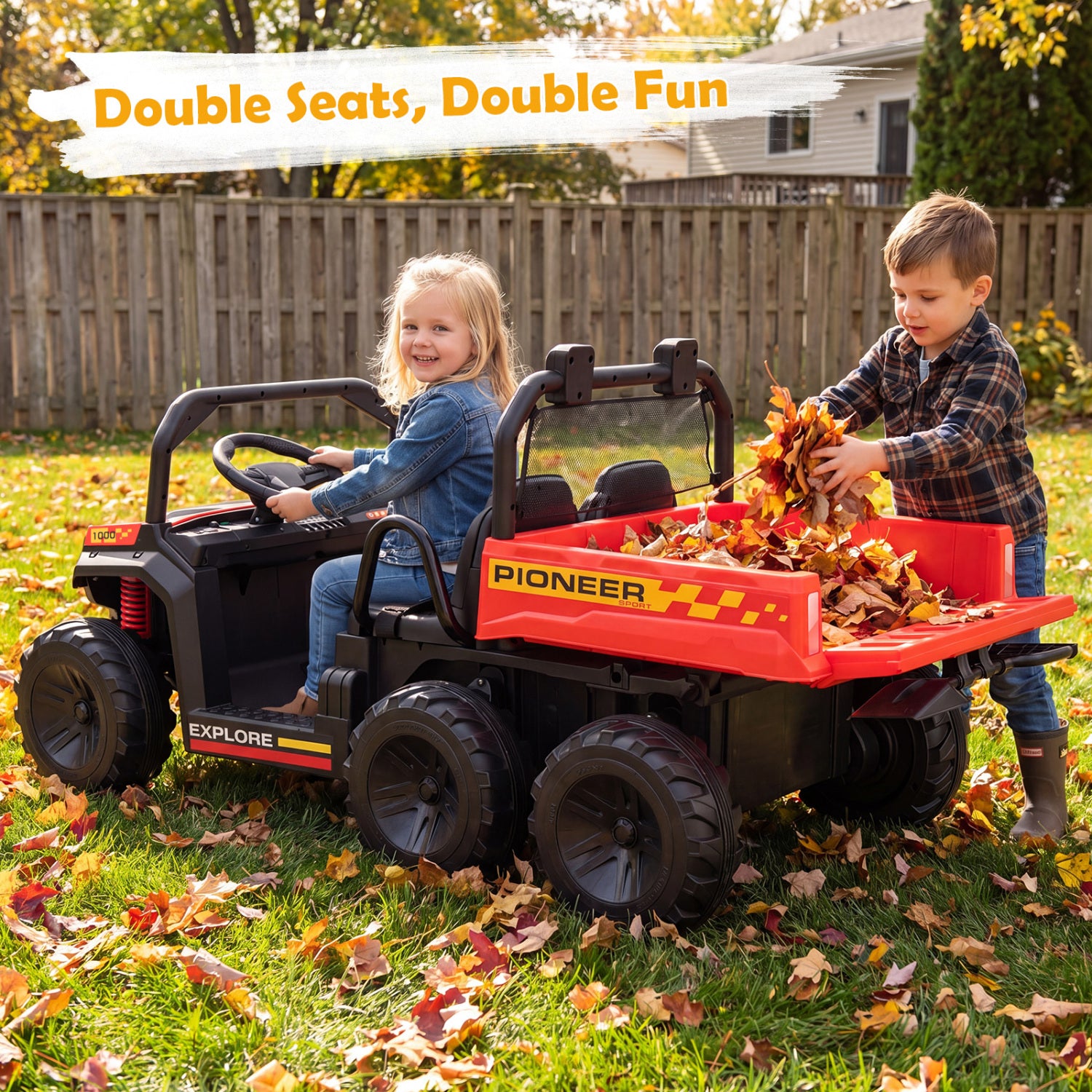 24V 2-Seater Kids Ride On Dump Truck, 4WD, Electric Dump Bed, Lights, Red Powered Ride On Toys at Gallery Canada