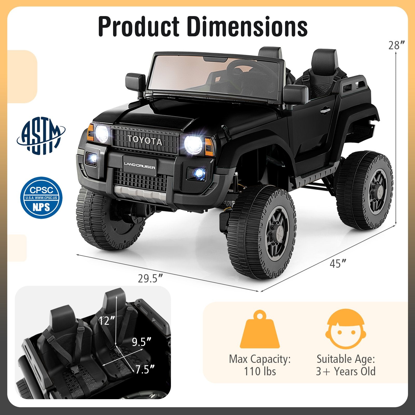24V 2 Seater Ride on Car 4WD/2WD Switchable for Kids with Remote for Ages 3+, Black Powered Ride On Toys at Gallery Canada