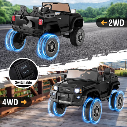 24V 2 Seater Ride on Car 4WD/2WD Switchable for Kids with Remote for Ages 3+, Black Powered Ride On Toys at Gallery Canada