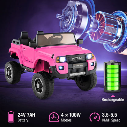 24V 2 Seater Ride on Car 4WD/2WD Switchable for Kids with Remote for Ages 3+, Pink Powered Ride On Toys at Gallery Canada