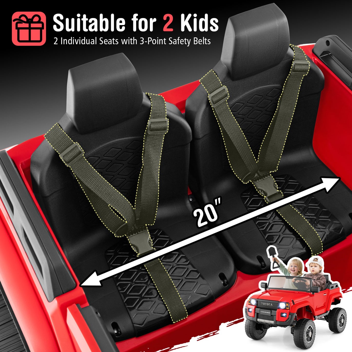 24V 2 Seater Ride on Car 4WD/2WD Switchable for Kids with Remote for Ages 3+, Red Powered Ride On Toys at Gallery Canada