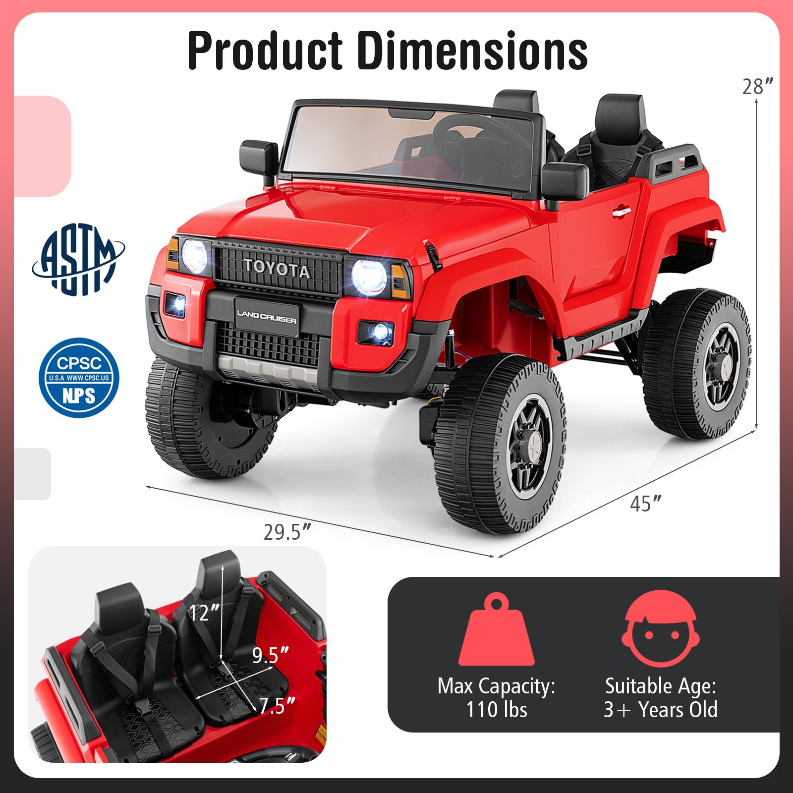 24V 2 Seater Ride on Car 4WD/2WD Switchable for Kids with Remote for Ages 3+, Red Powered Ride On Toys at Gallery Canada