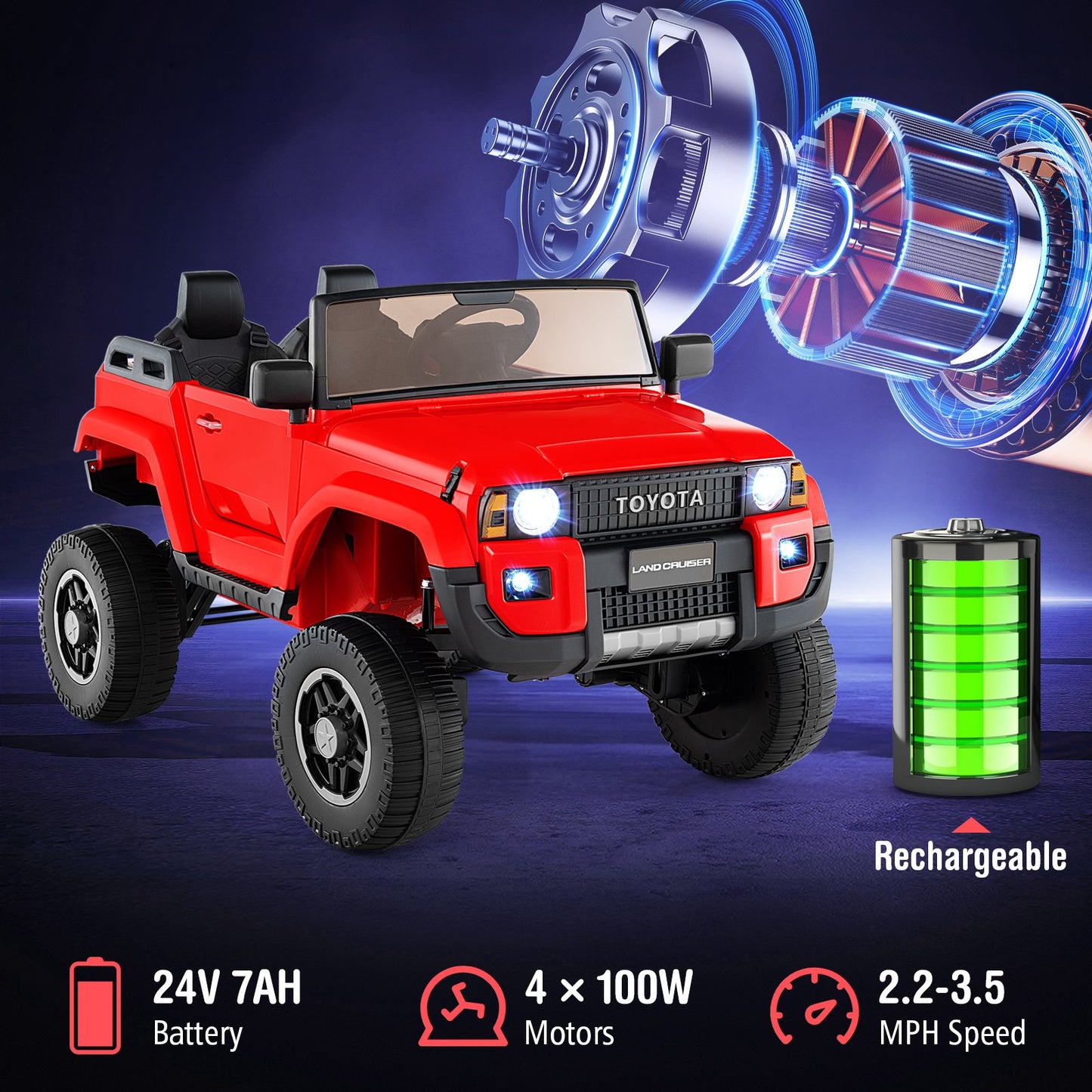 24V 2 Seater Ride on Car 4WD/2WD Switchable for Kids with Remote for Ages 3+, Red Powered Ride On Toys at Gallery Canada