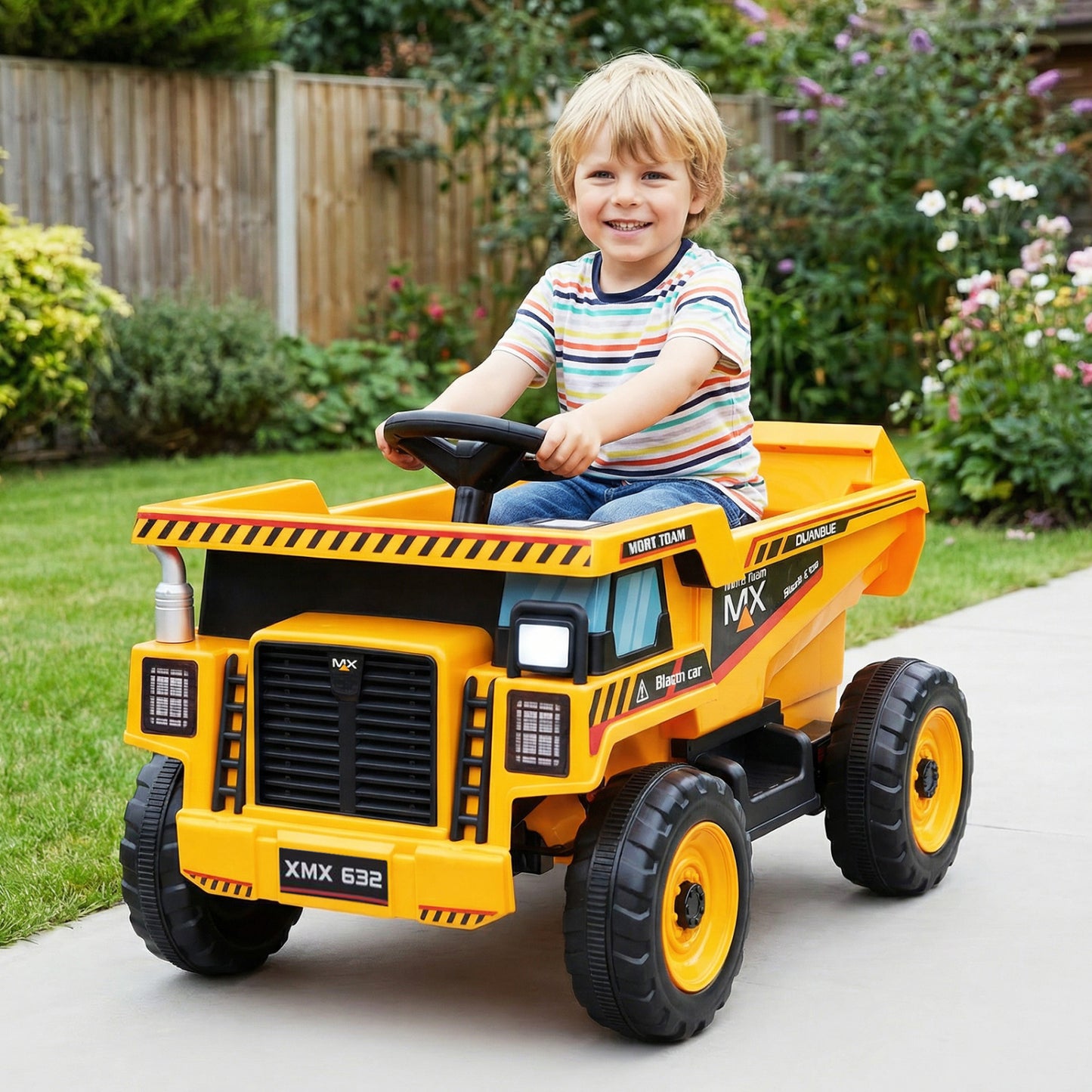 24V Construction Electric Vehicle with Dump Bed and Remote Control for Aged 3-8, Yellow Powered Ride On Toys at Gallery Canada